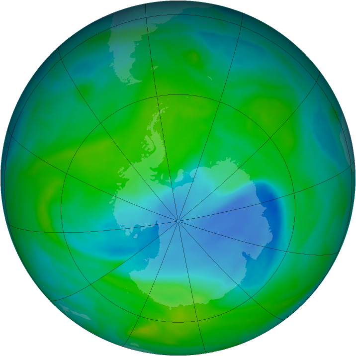 Antarctic ozone map for 15 December 2007